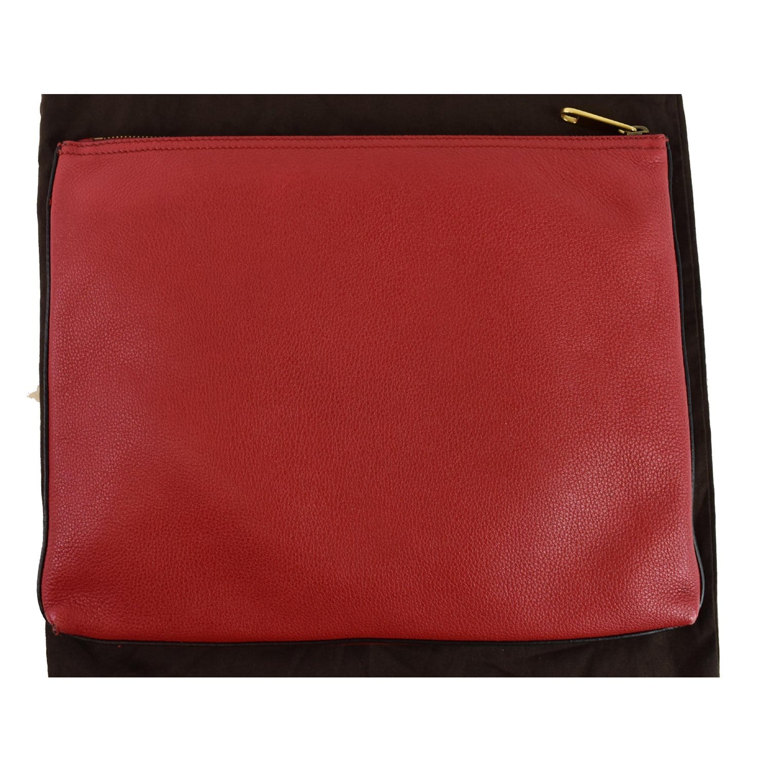 Gucci Pebbled Logo Portfolio Clutch Hibiscus Leather Red Clutch Bag