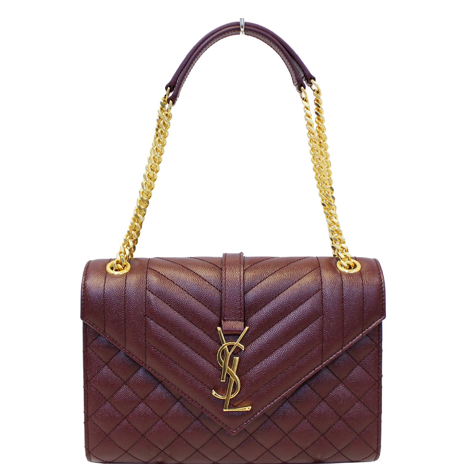 YSL Saint Laurent Saint Envelope Shoulder Bag Burgundy Medium Chain