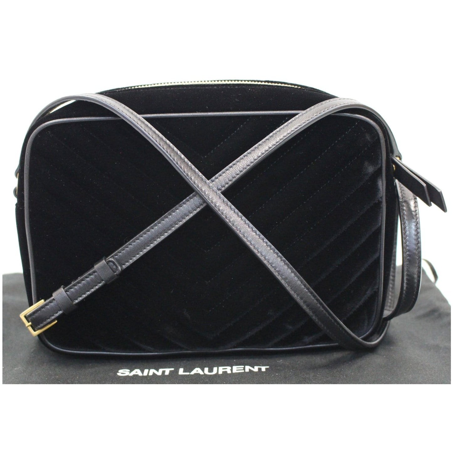 YSL Saint Laurent Saint Camera Velvet Crossbody Bag Black