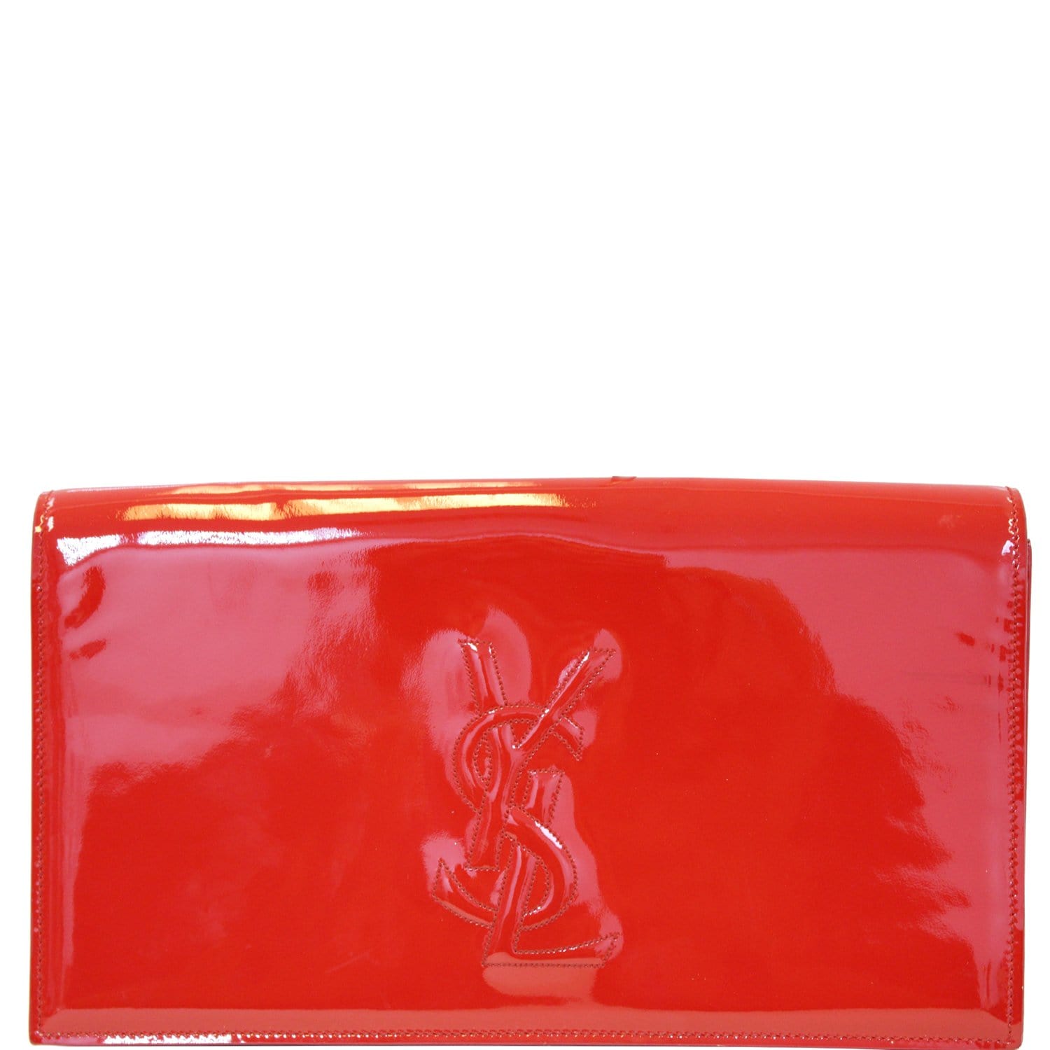 YSL Saint Laurent Saint Belle De Jour Patent Clutch Bag Leather Red