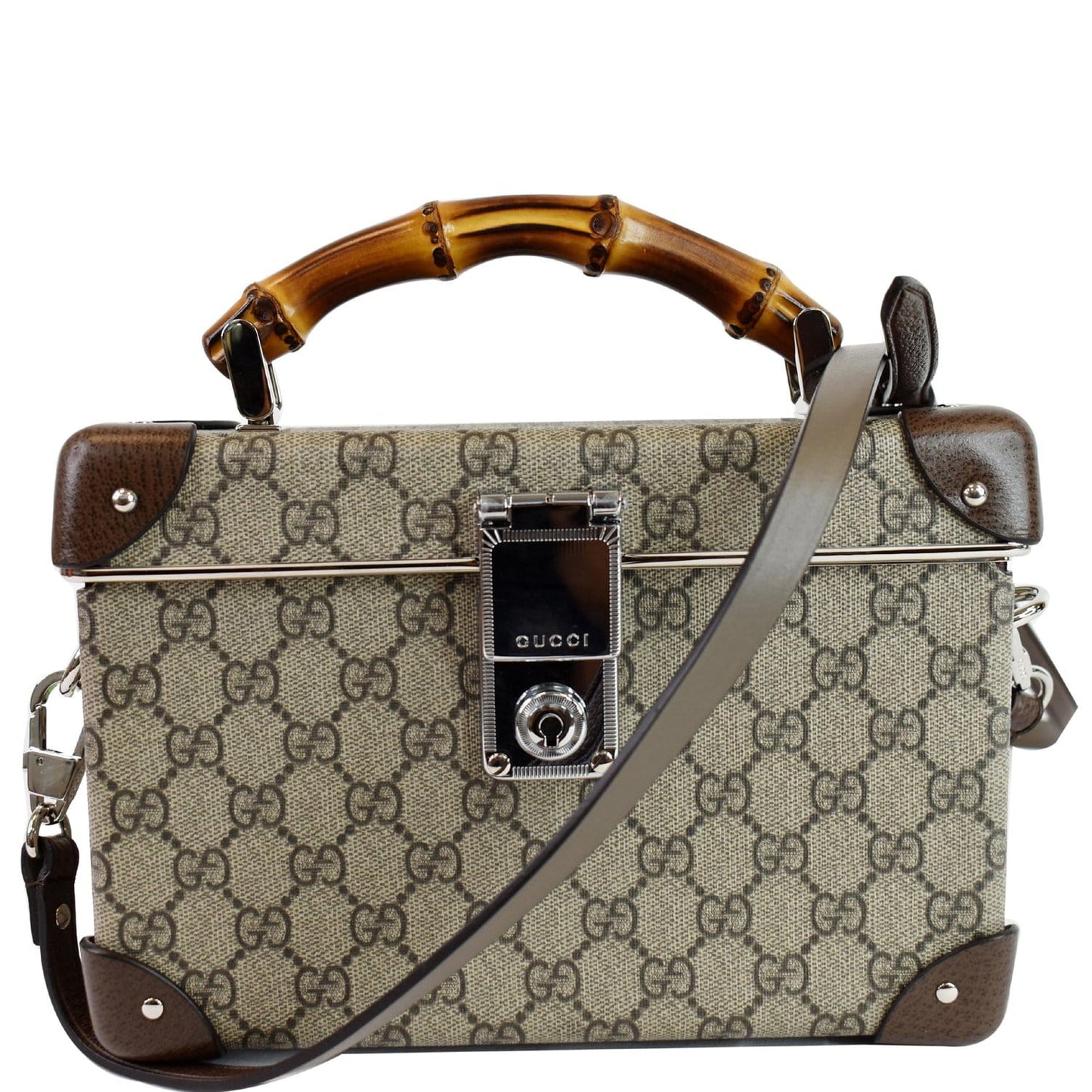 Gucci Globe Trotter Beauty Case Bamboo Shoulder Bag Beige