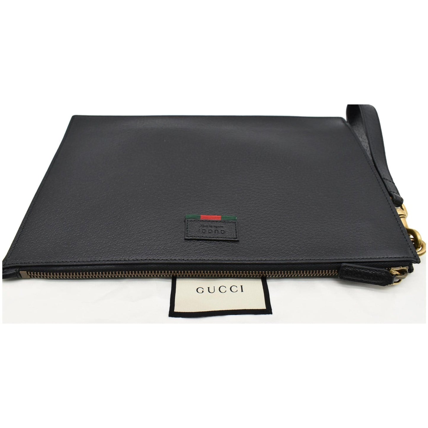 Gucci Agora Web Pouch Clutch Bag Leather Black