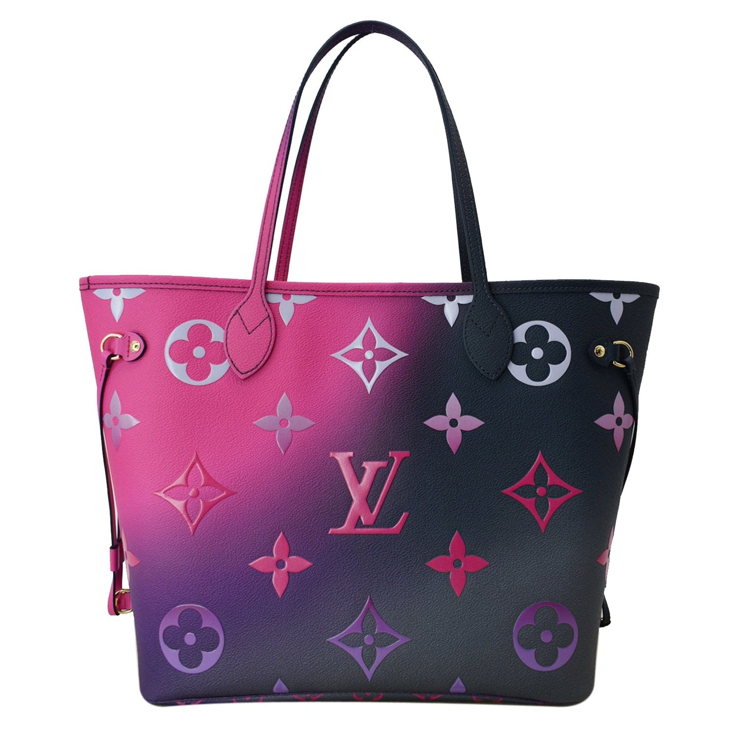 Louis Neverfull Mm Tote Bag Midnight Fuchsia Canvas Monogram