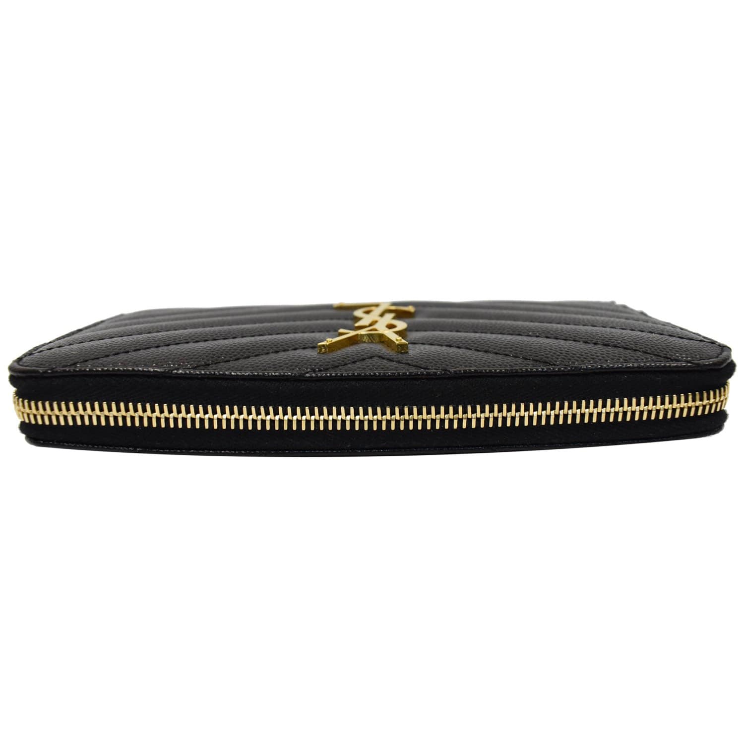 YSL Saint Laurent Saint Zip Around Wallet Clutch Bag Matelasse Black