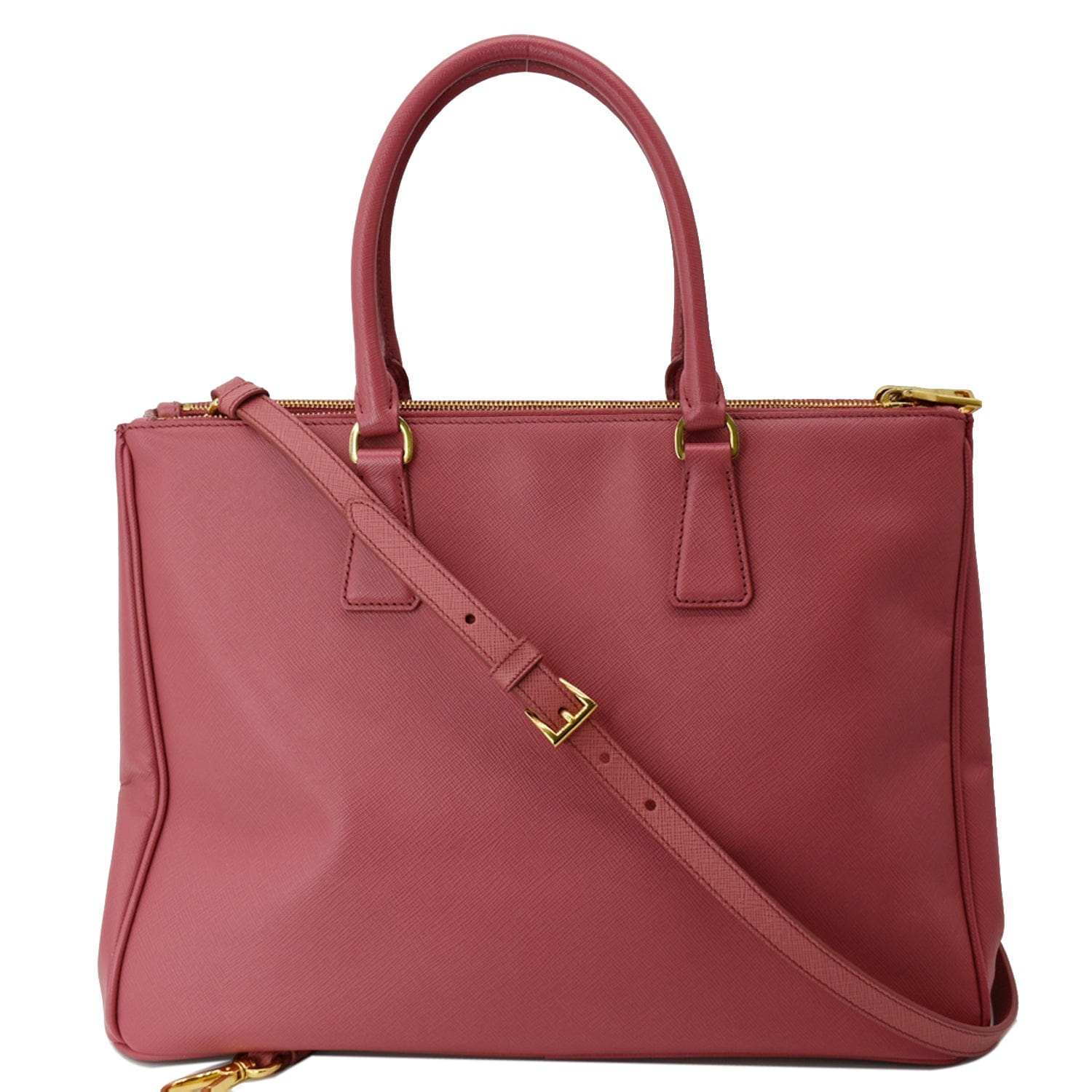 Prada Galleria Double Zip Saffiano Tote Bag Leather Pink