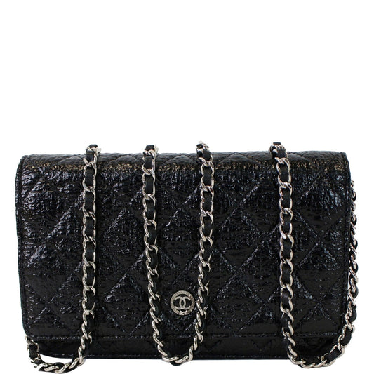 Chanel Cc Aged Lambskin Wallet On Woc Crossbody Black Chain Crossbody Bag