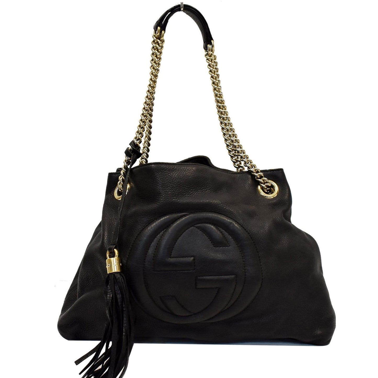 Gucci Soho Pebbled Shoulder Bag Leather Black