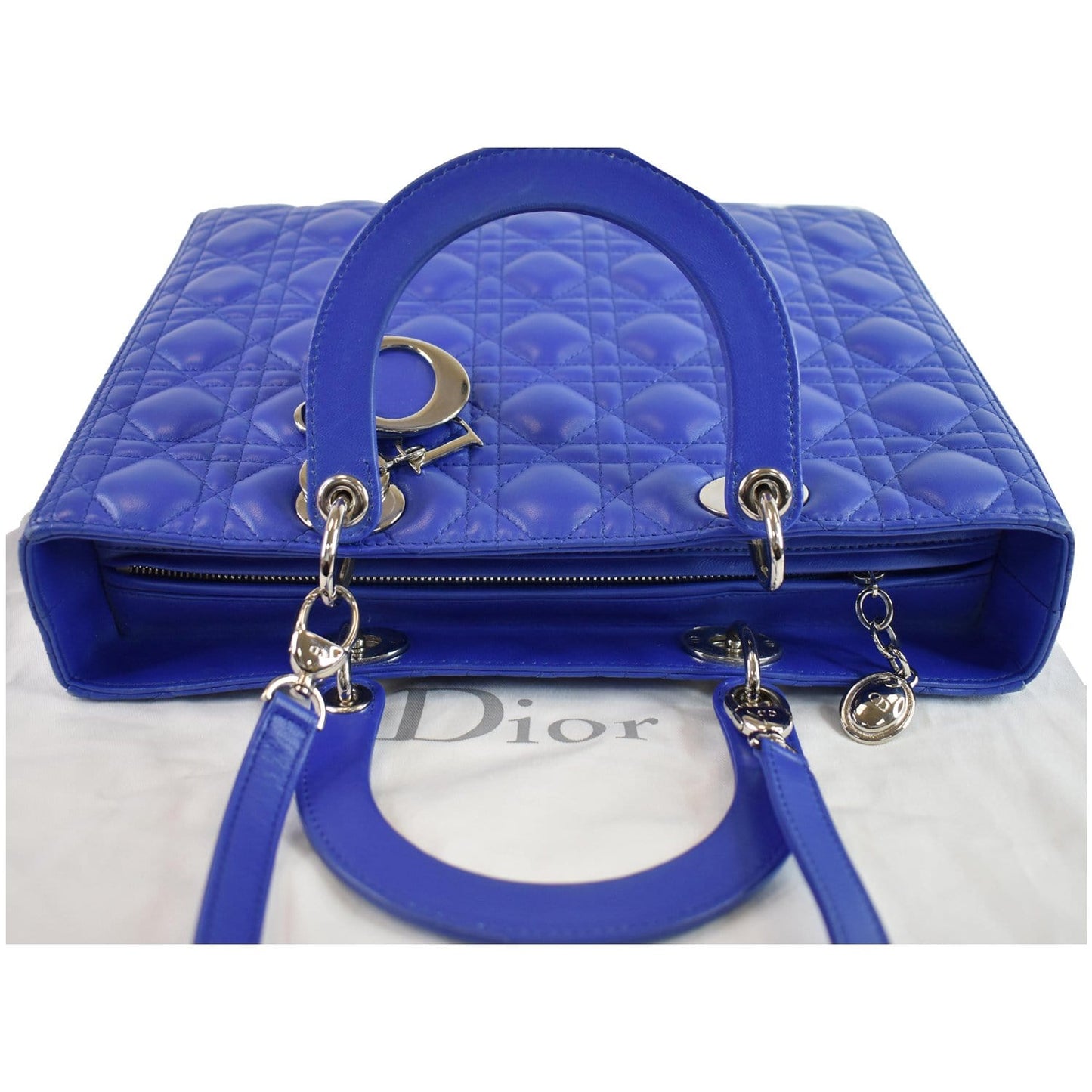 Dior Lady Lambskin Shoulder Bag Leather Blue