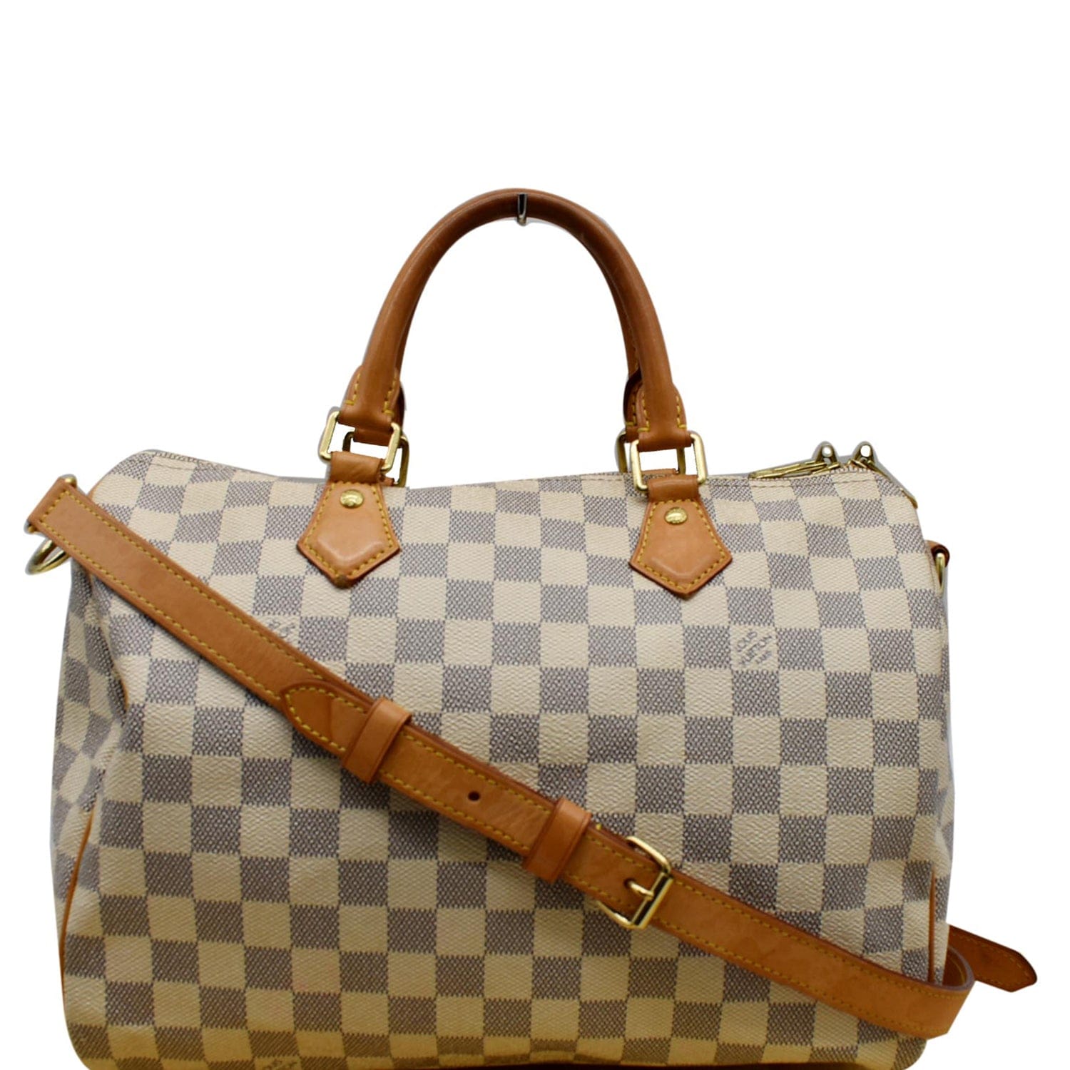 Louis Speedy Bandouliere Damier Azur Shoulder Bag White