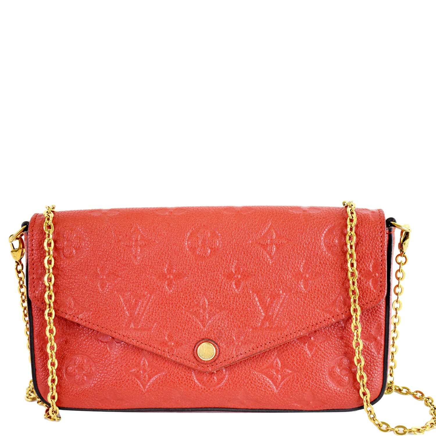 Louis Pochette Felicie Empreinte Crossbody Bag Leather Red