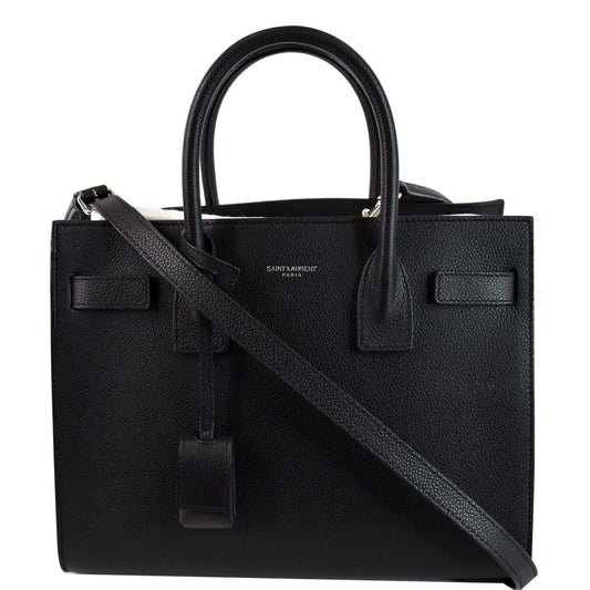 YSL Saint Laurent Saint Baby Sac De Jour Grained Tote Leather Black Tote Bag