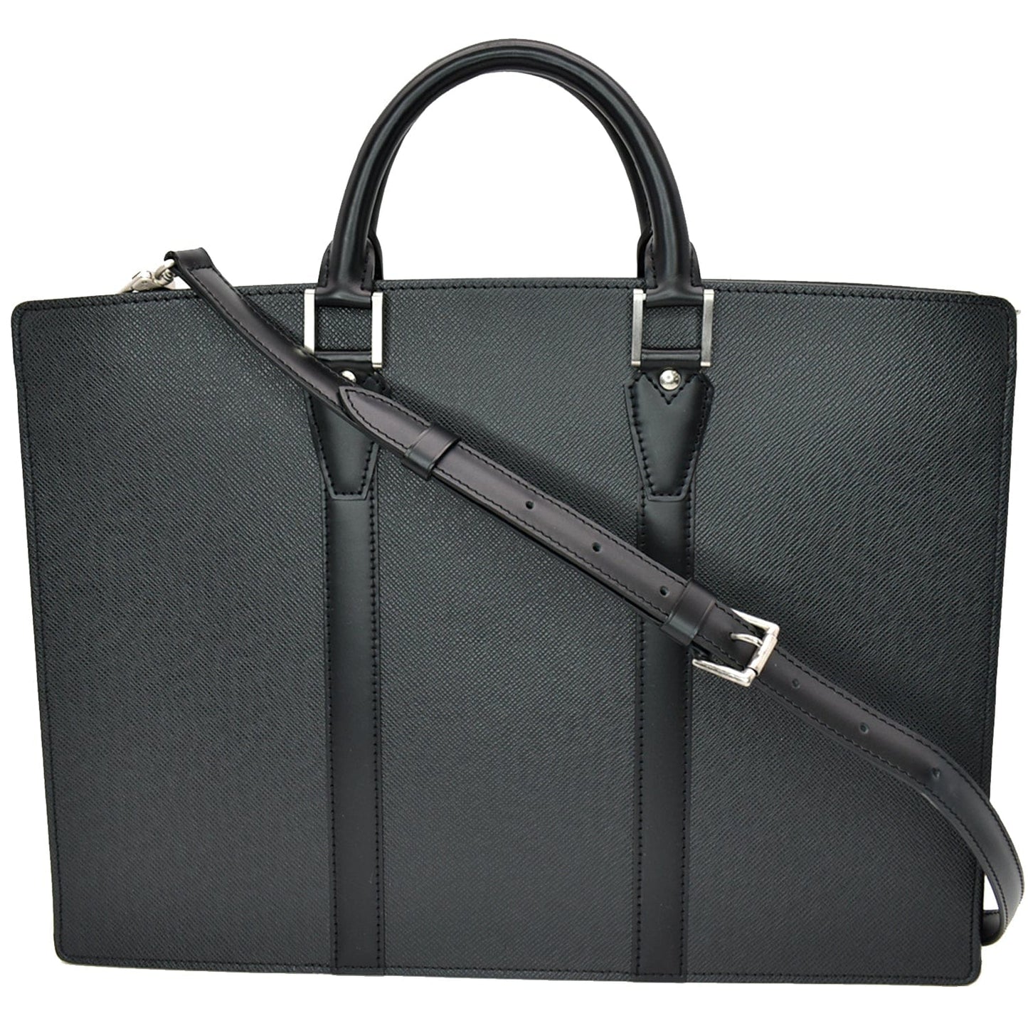 Louis Lozan Taiga Briefcase Shoulder Bag Leather Black