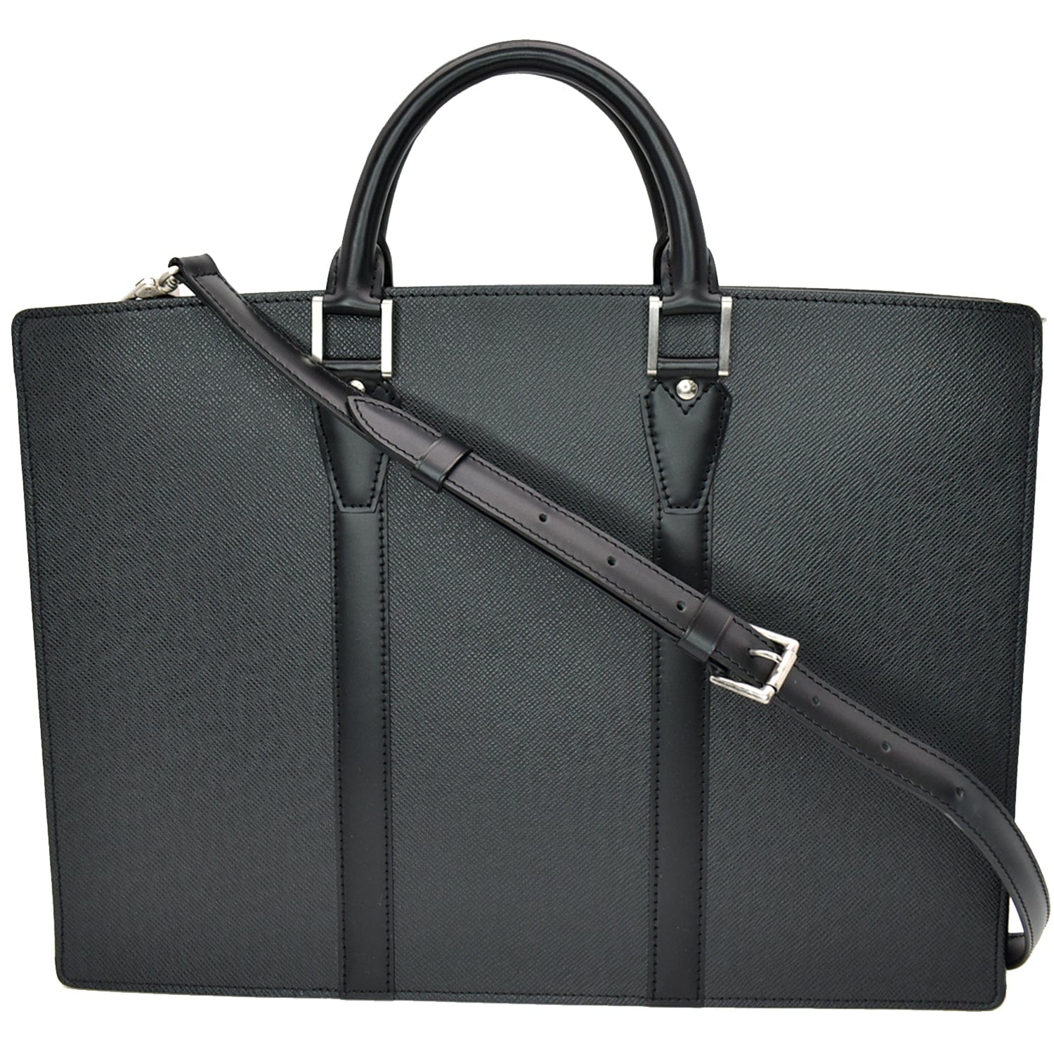 Louis Lozan Taiga Briefcase Shoulder Bag Leather Black