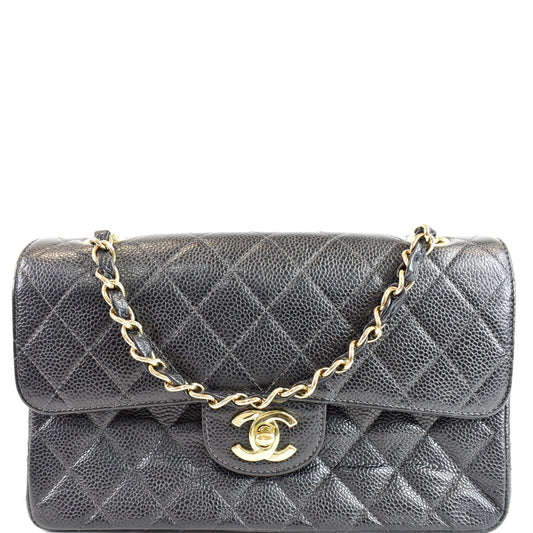 Chanel Small Double Flap Caviar Shoulder Bag Leather Quilted