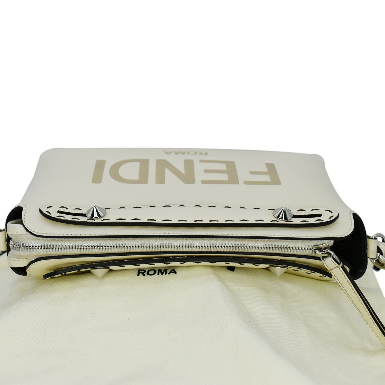 Fendi By The Way Boston Bag Leather White Shoulder Bag