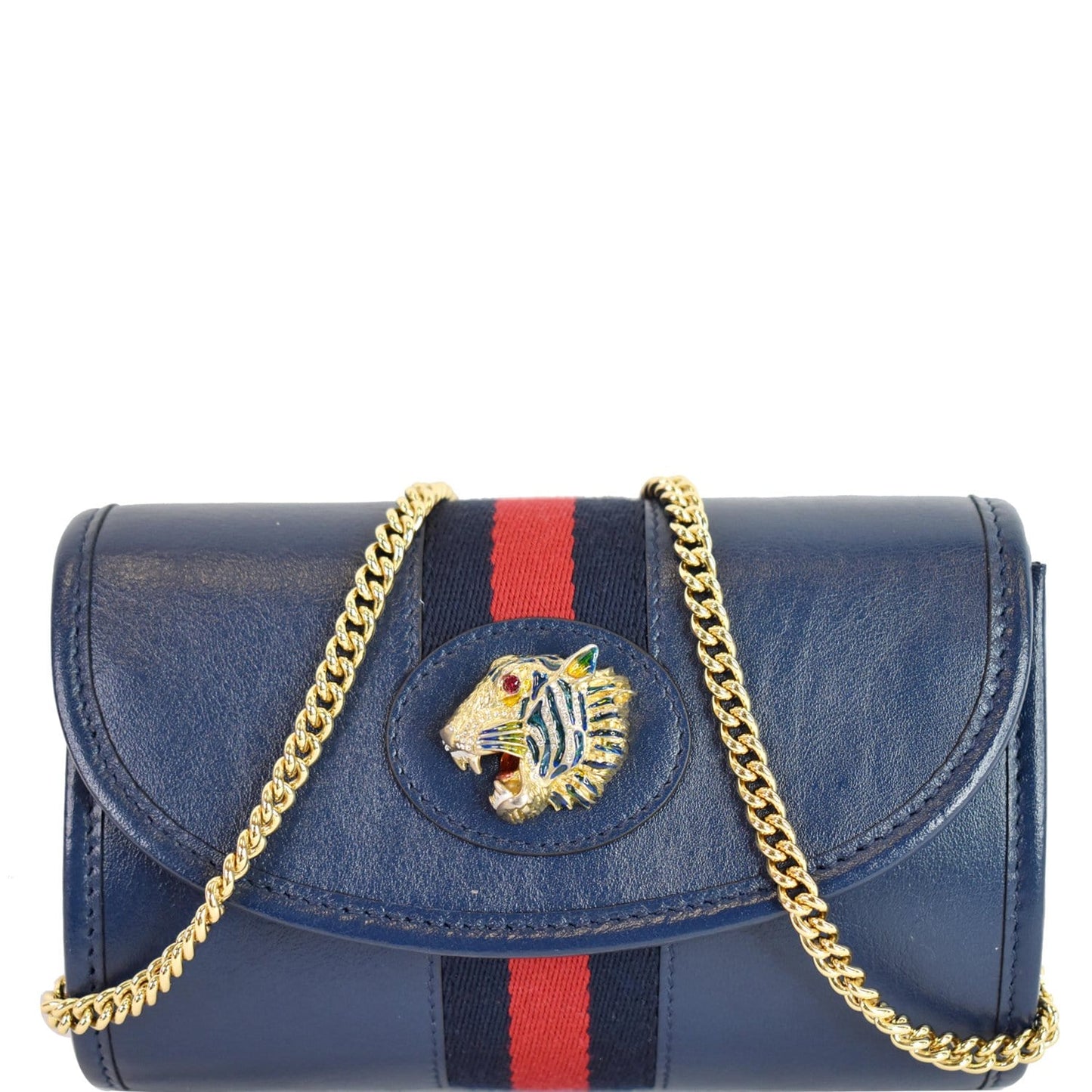 Gucci Rajah Chain Shoulder Bag Leather Blue
