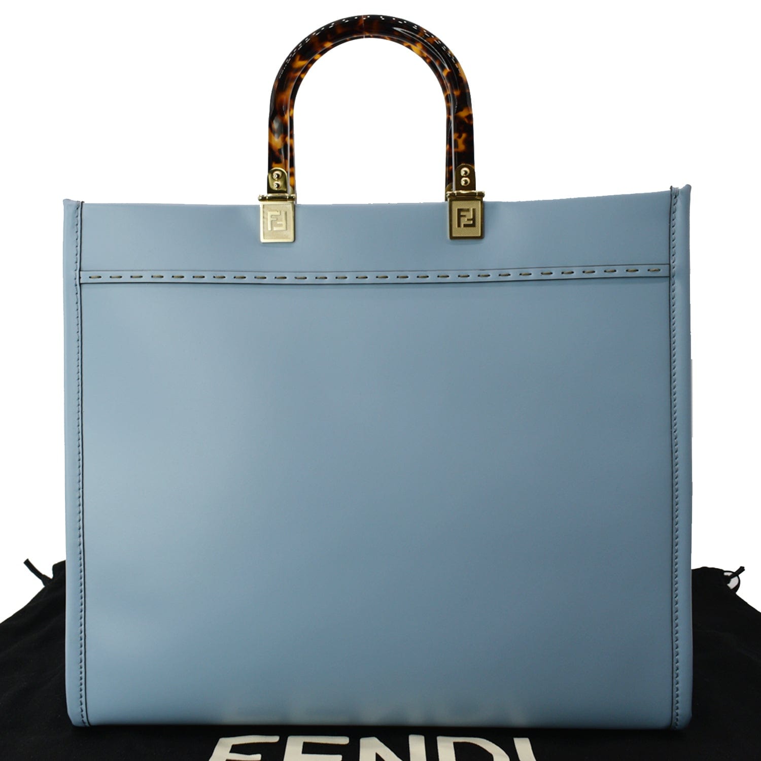 Fendi Sunshine Plexiglass Shopper Tote Bag Leather Blue