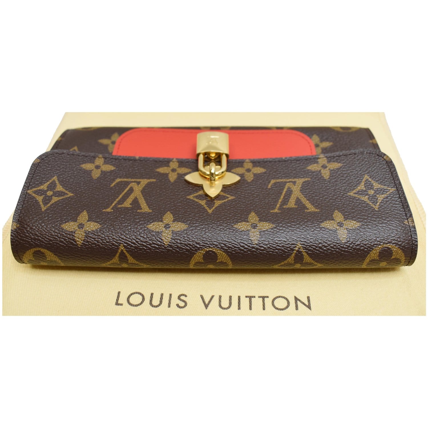 Louis Flower Lock Wallet Clutch Bag Canvas Monogram