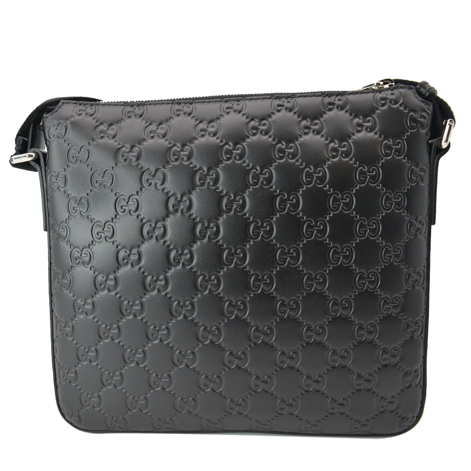 Gucci Signature Messenger Bag Leather Black Crossbody Bag