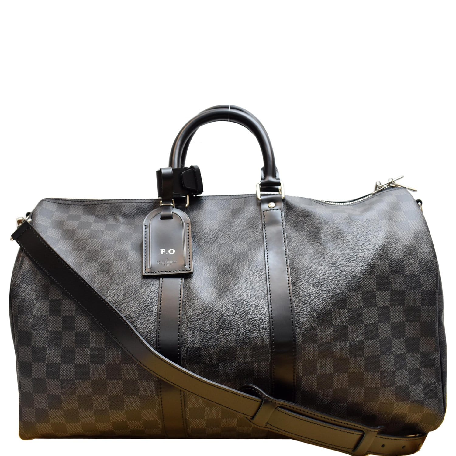 Louis Keepall Damier Graphite Bandouliere Travel Bag Black