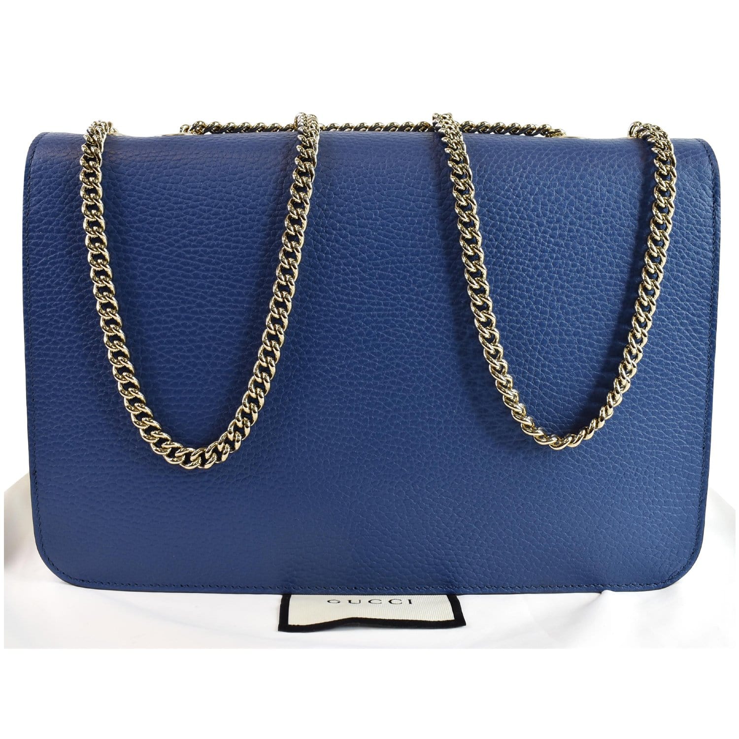 Gucci Interlocking Calfskin Shoulder Bag Leather Blue