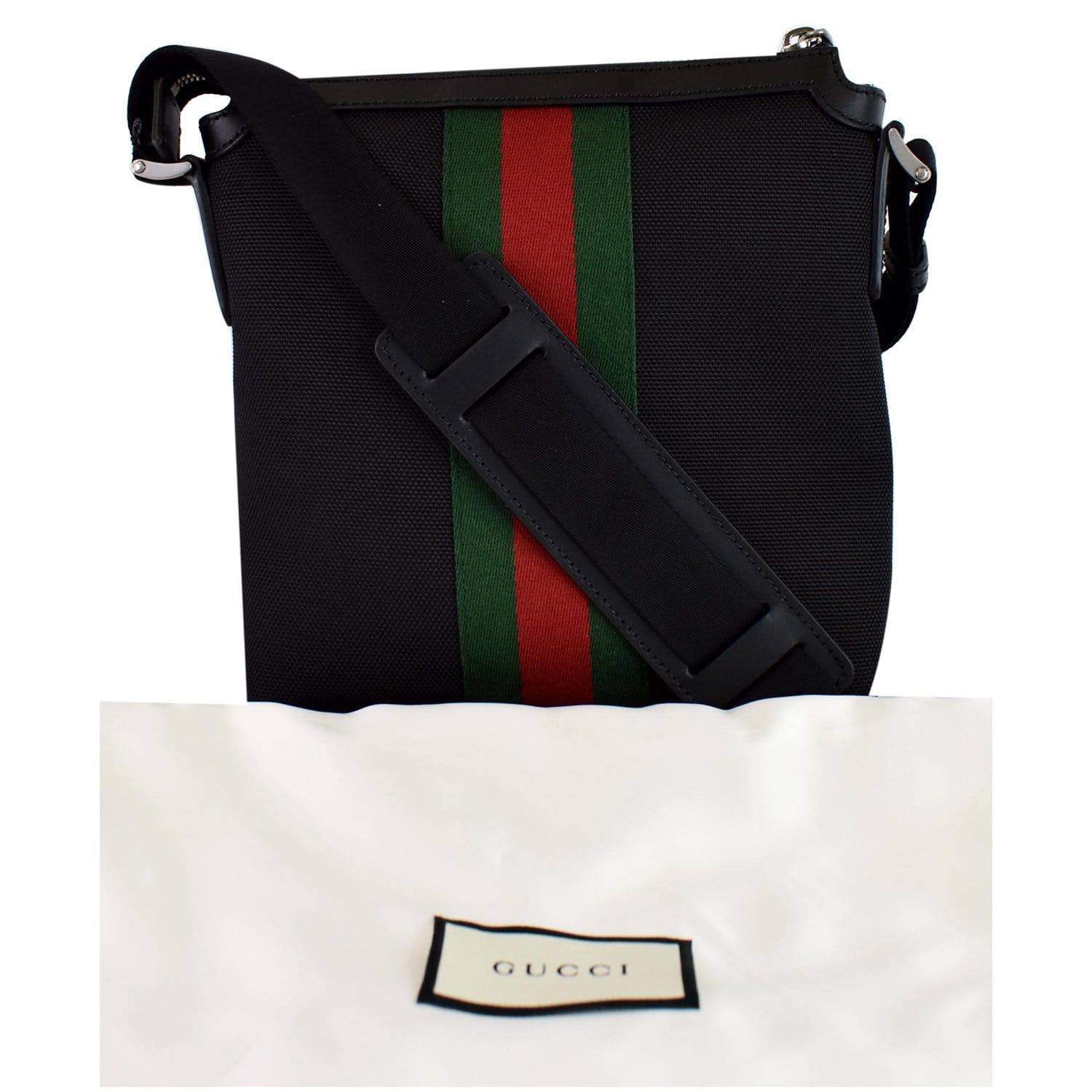 Gucci Techno Web Messenger Bag Canvas Black Crossbody Bag