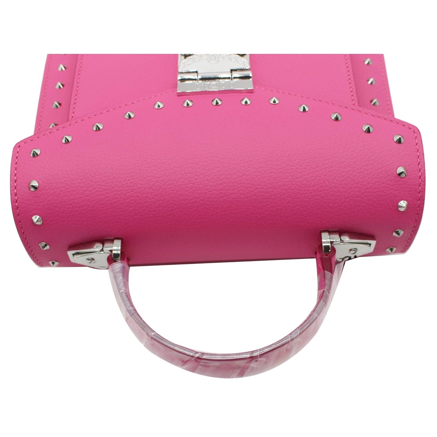MCM Patricia Studded Satchel Bag Leather Pink Travel Bag