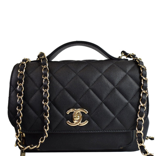 Chanel Business Affinity Flap Caviar Shoulder Bag Quilted Black