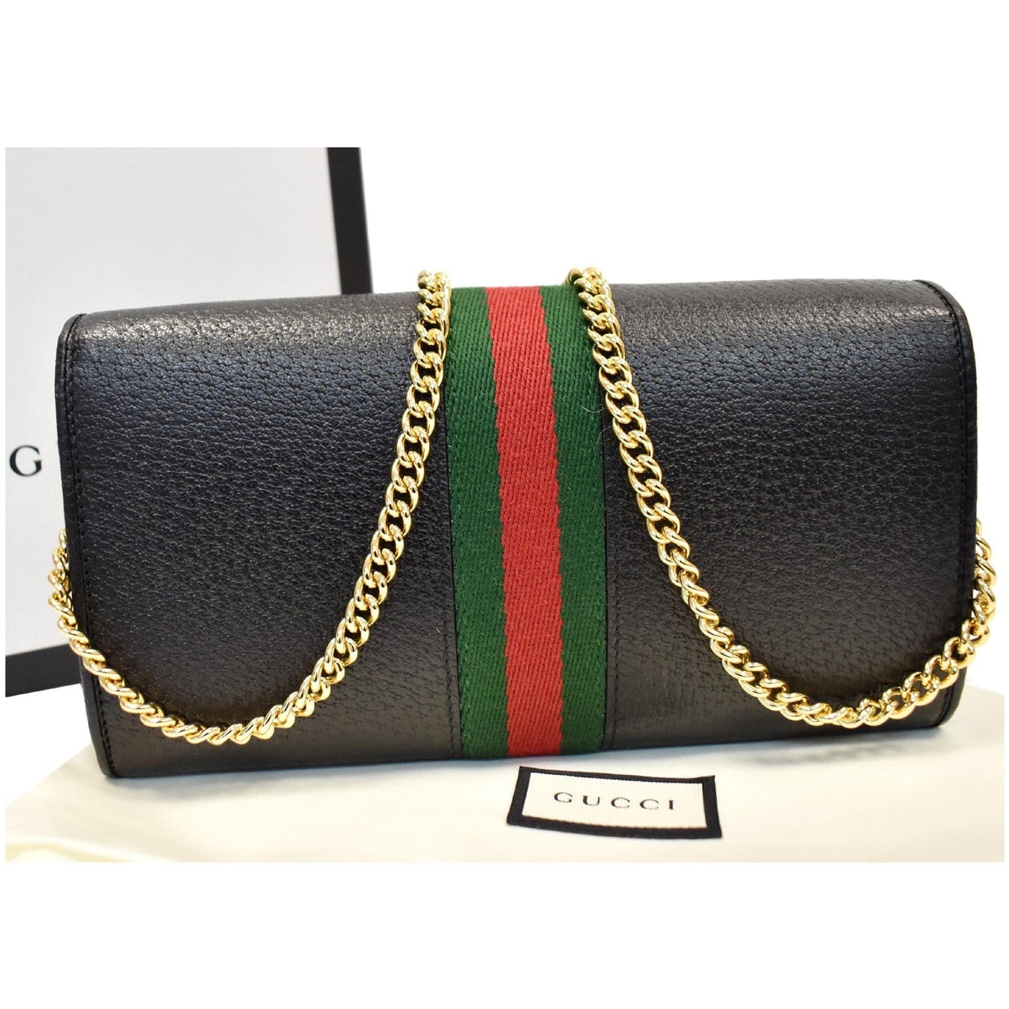 Gucci Ophidia Web Wallet On Bag Leather Black Crossbody Bag