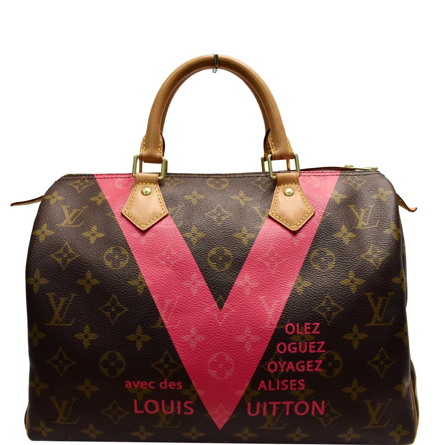 Louis Speedy Grenade Satchel Bag Monogram Brown Travel Bag