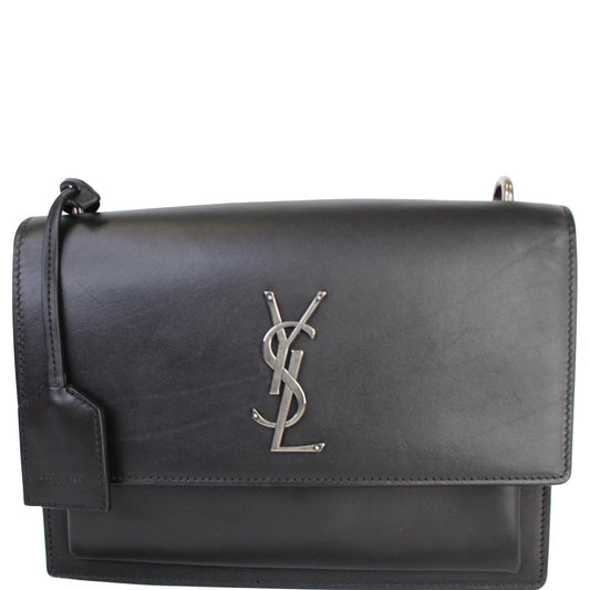 YSL Saint Laurent Saint Sunset Braided Shoulder Bag Monogram Black