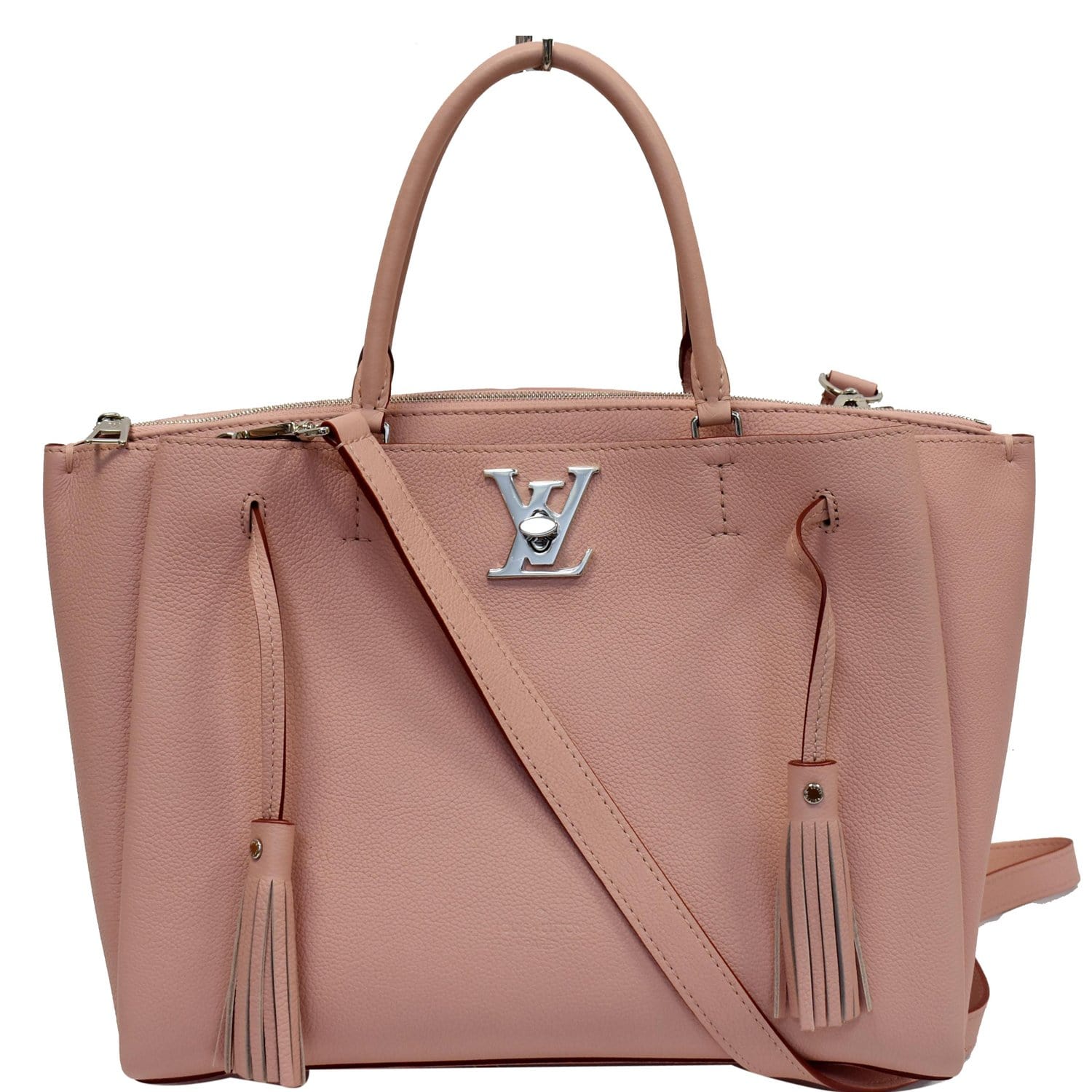 Louis Lockmeto Calfskin Tote Bag Rose Leather Pink