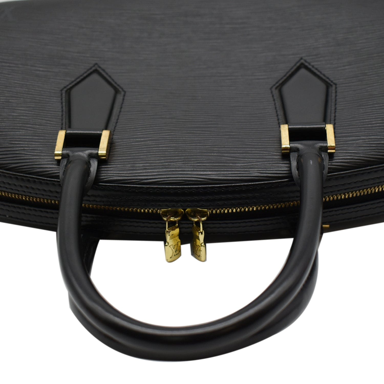 Louis Jasmine Epi Satchel Bag Leather Black Travel Bag