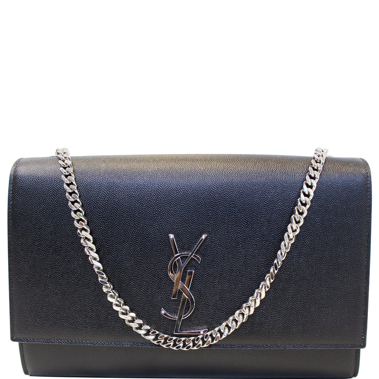YSL Saint Laurent Saint Kate Grain De Poudre Shoulder Bag Leather Black