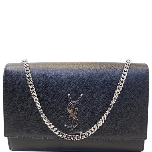 YSL Saint Laurent Saint Kate Grain De Poudre Shoulder Bag Leather Black