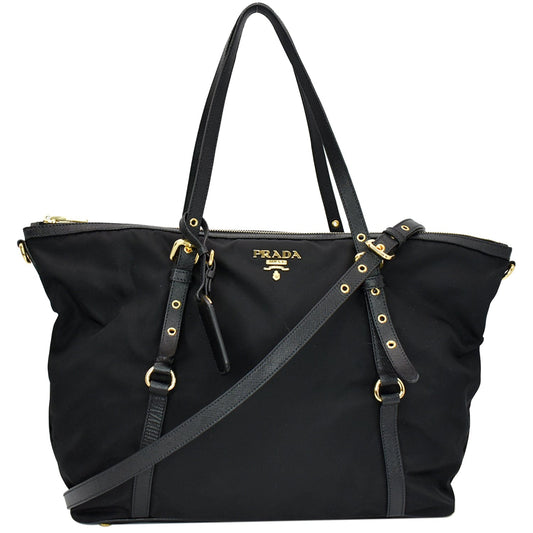 Prada Tessuto Saffiano Tote Shoulder Bag Hot Deals Nylon Black