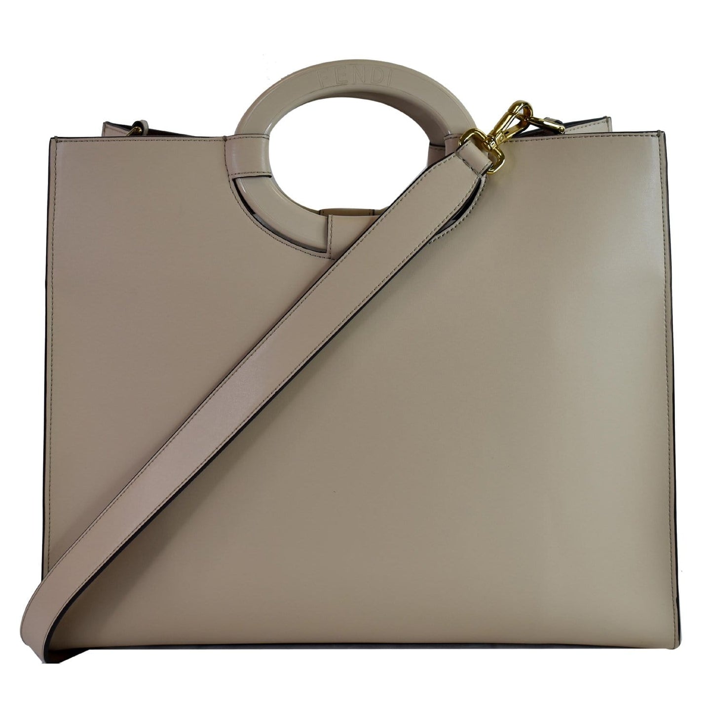 Fendi Runaway Perforated Shopper Tote Bag Leather Beige