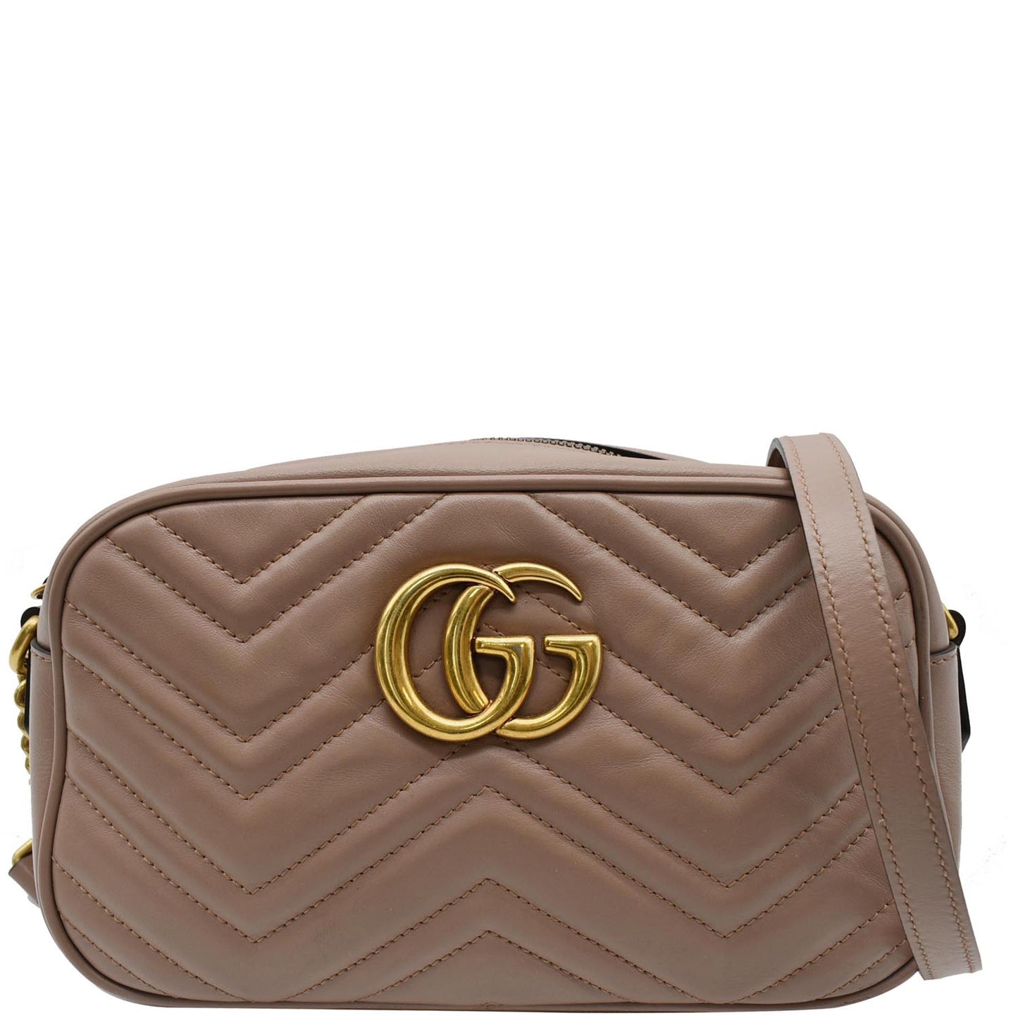 Gucci Marmont Crossbody Bag Taupe Leather Matelasse