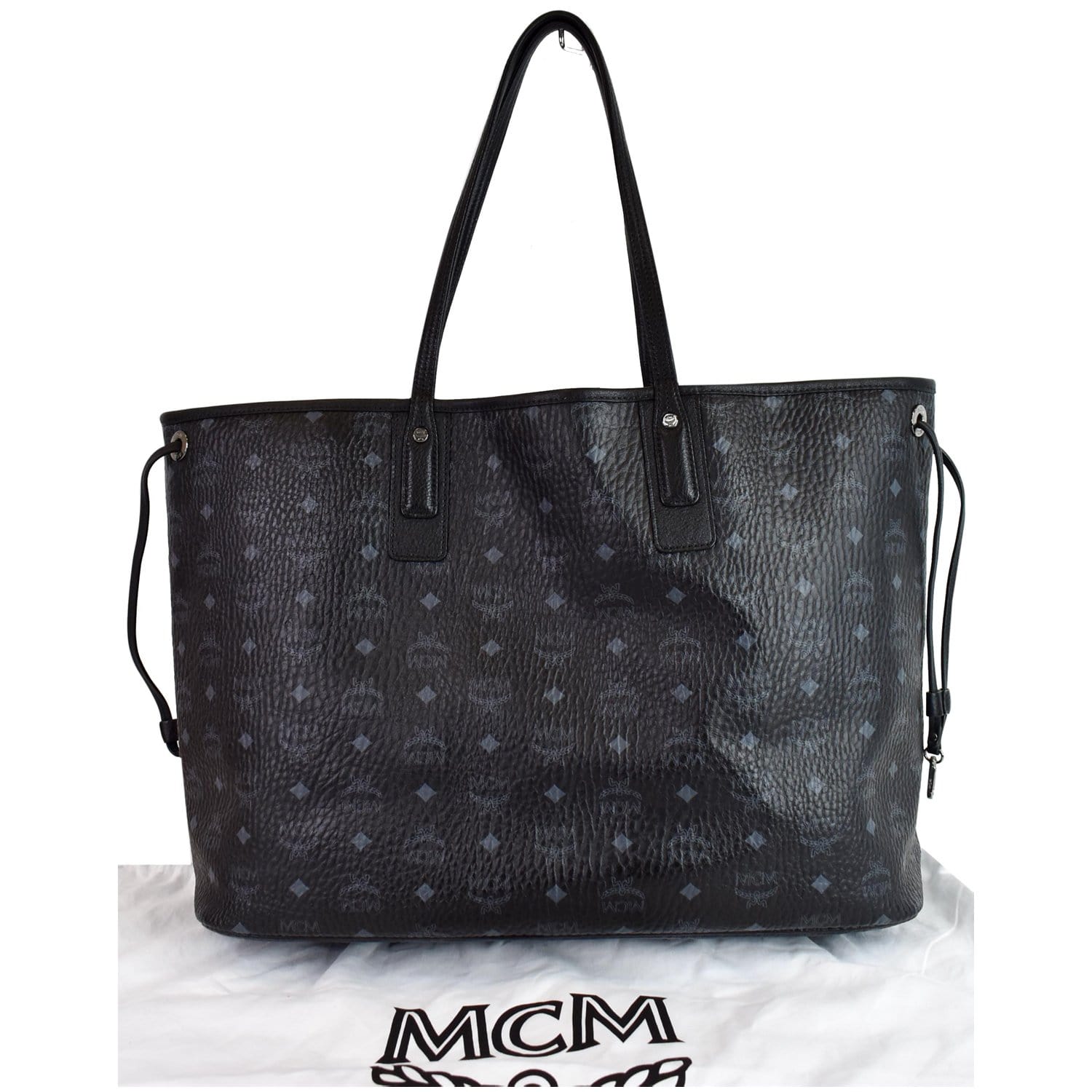 MCM Liz Visetos Reversible Shopper Tote Bag Black Large