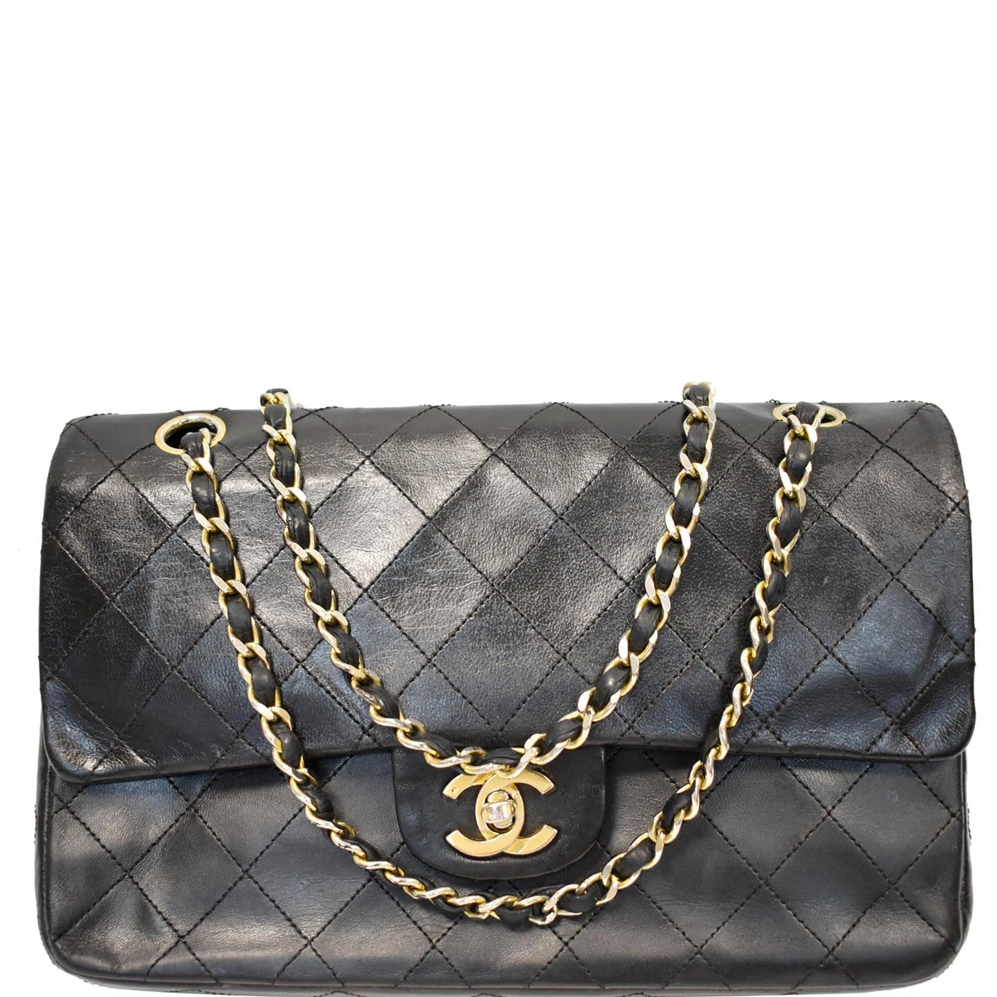 Chanel Cc Classic Double Calf Shoulder Bag Black Medium