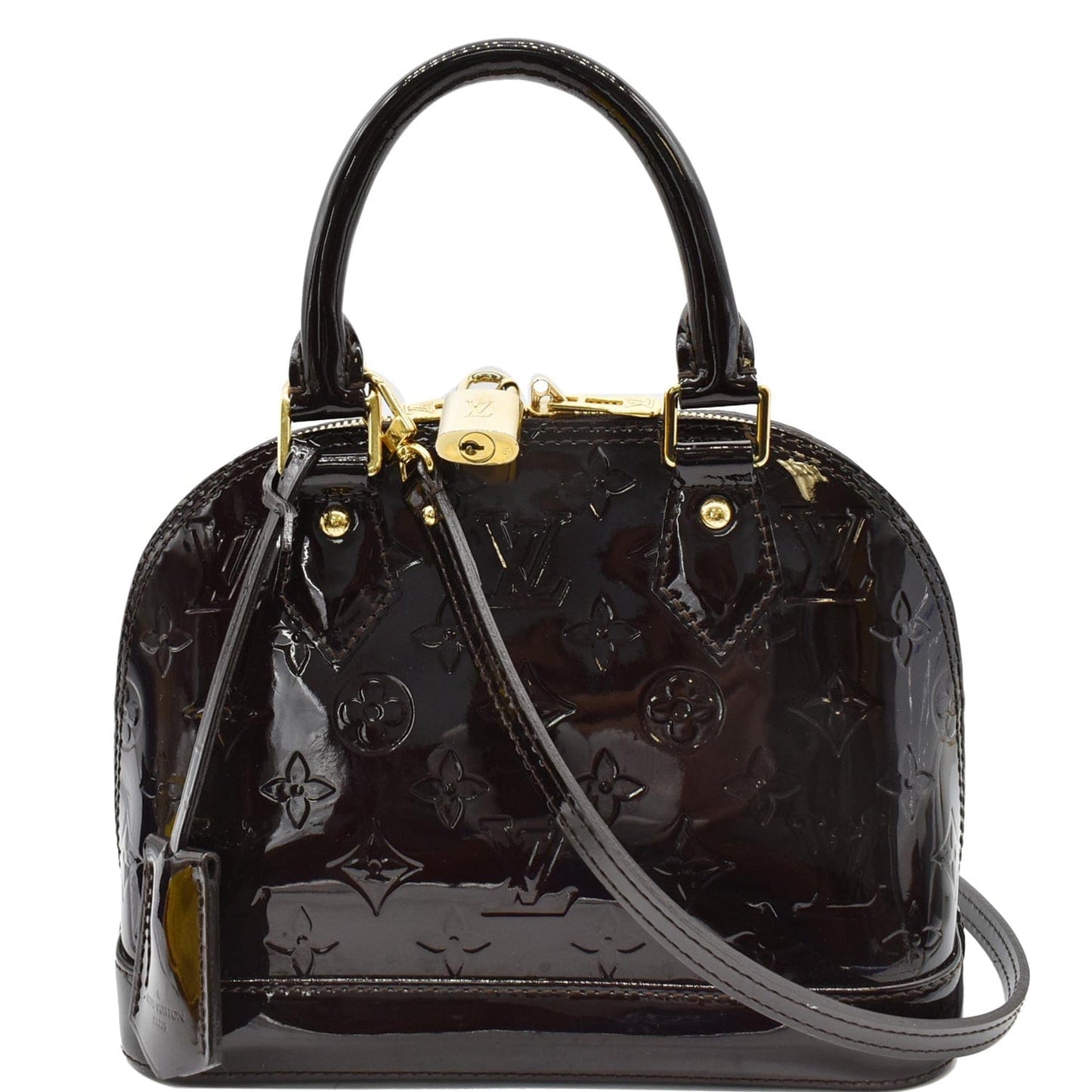 Louis Alma Bb Vernis Satchel Crossbody Bag Leather