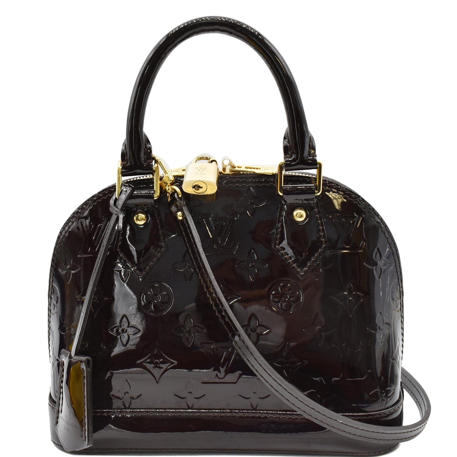 Louis Alma Bb Vernis Satchel Crossbody Bag Leather