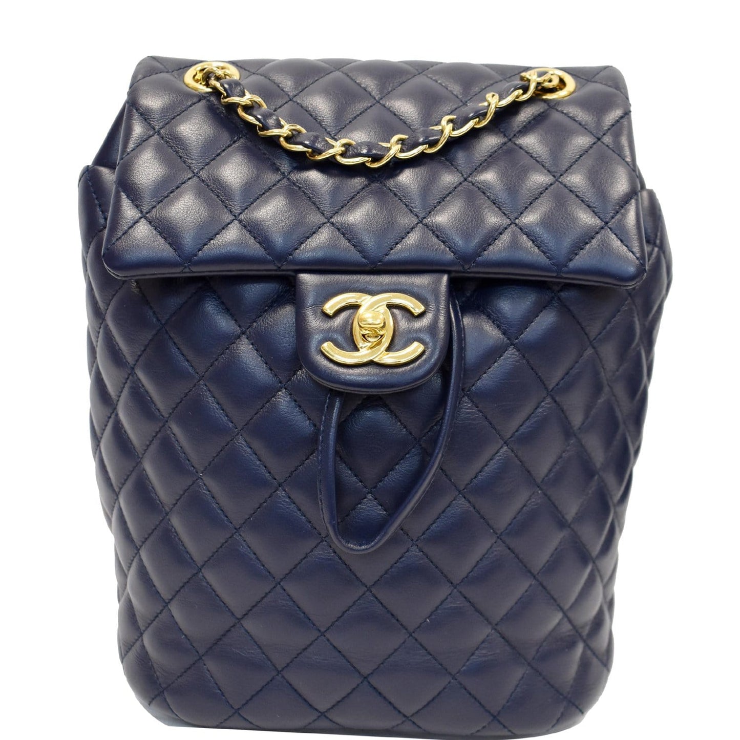 Chanel Urban Spirit Lambskin Backpack Bag Navy Quilted Small