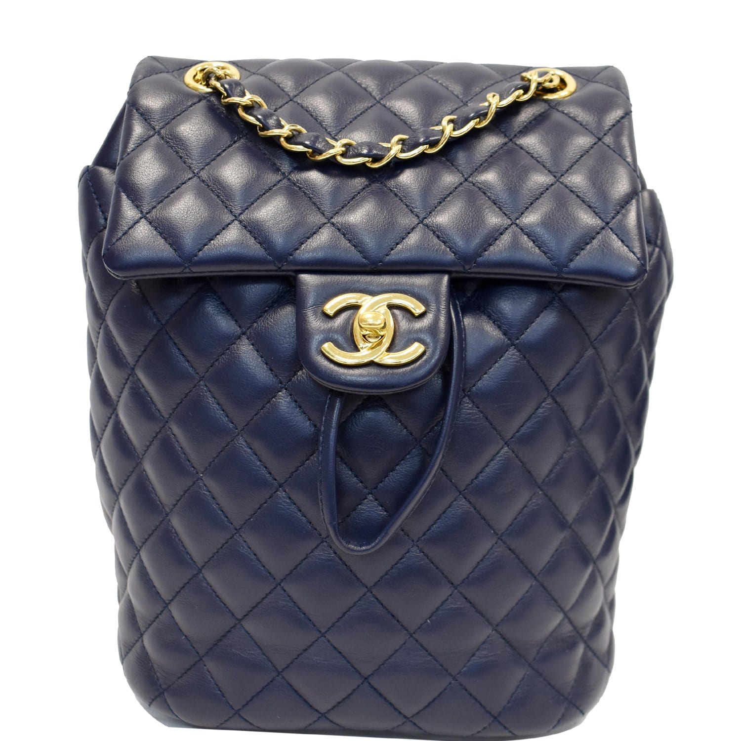 Chanel Urban Spirit Lambskin Backpack Bag Navy Quilted Small