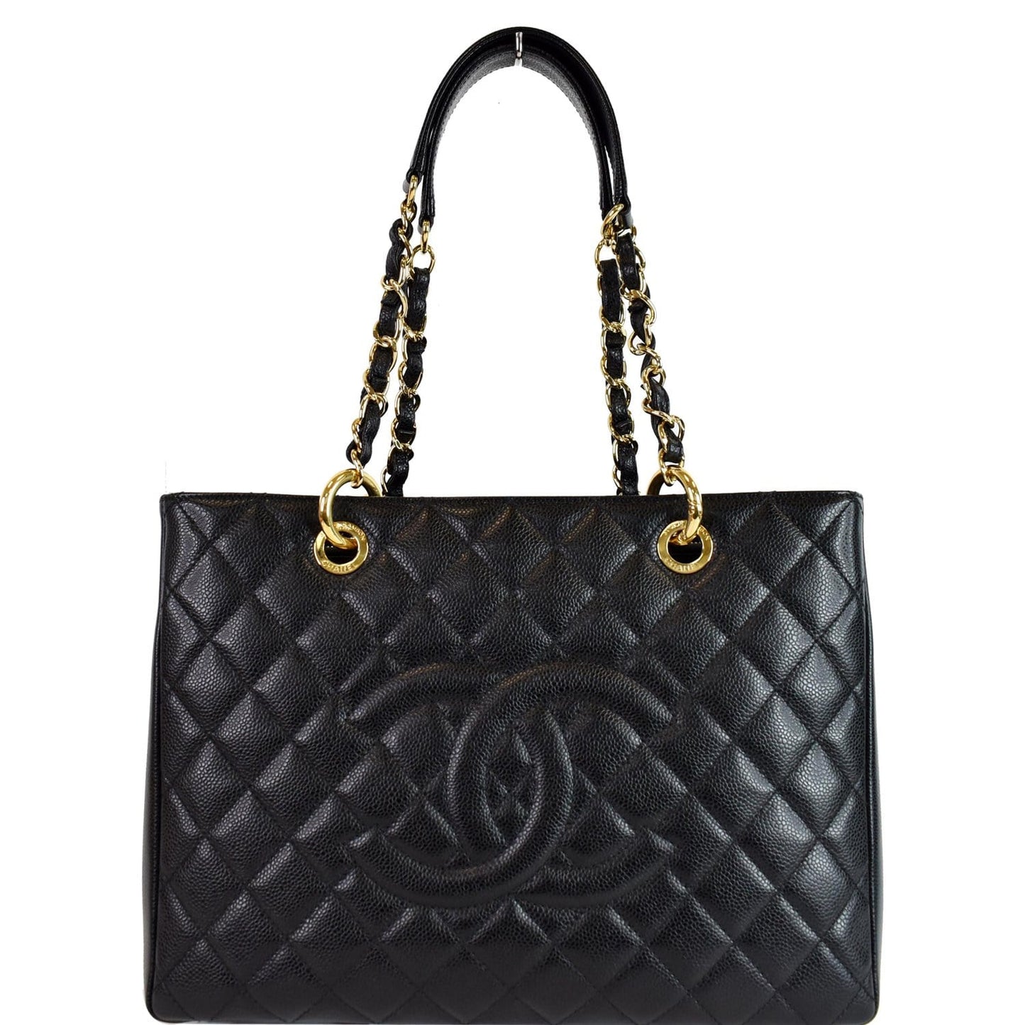 Chanel Grand Shopping Gst Caviar Tote Bag Leather Black Grand Shopping