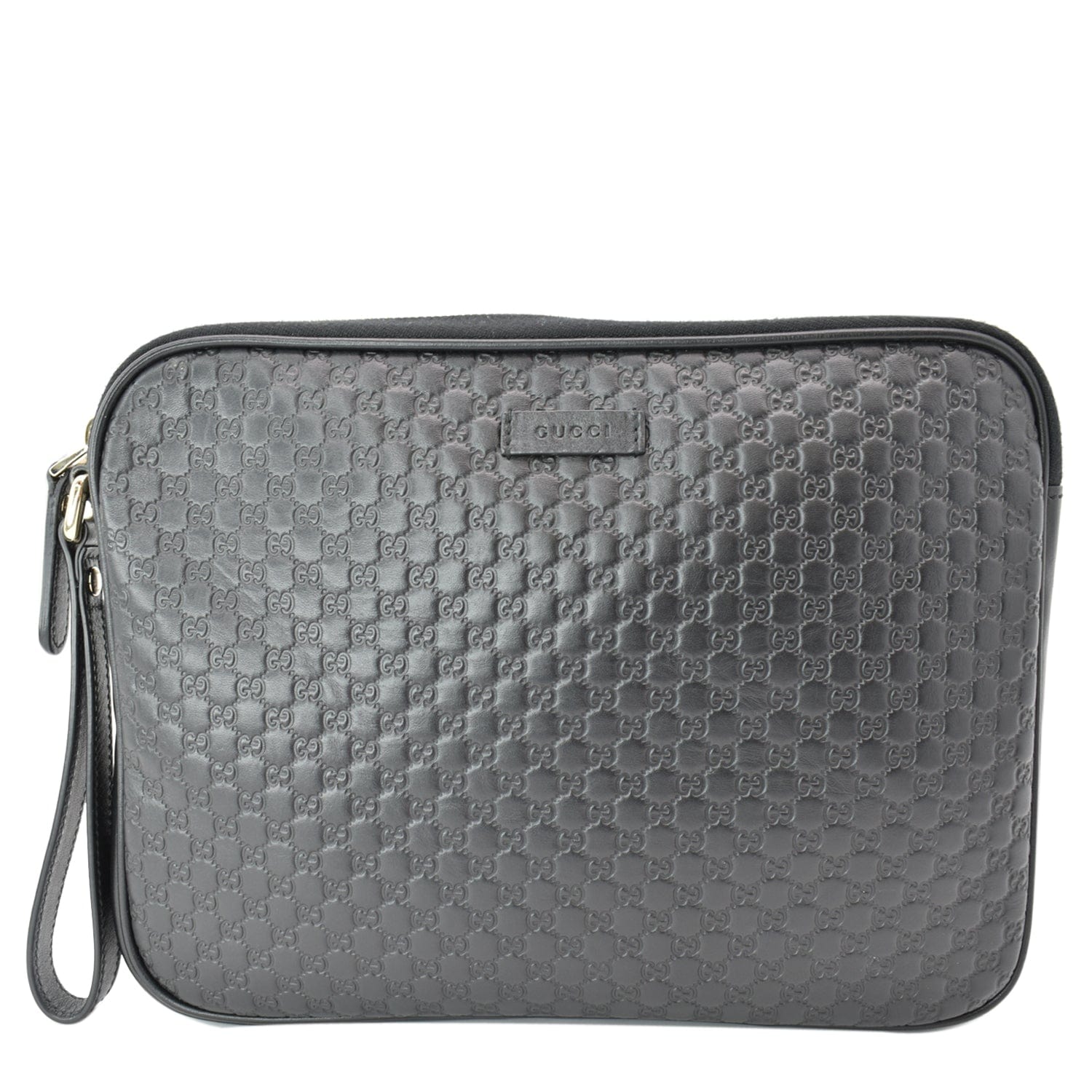 Gucci Microssima Clutch Bag Leather Black