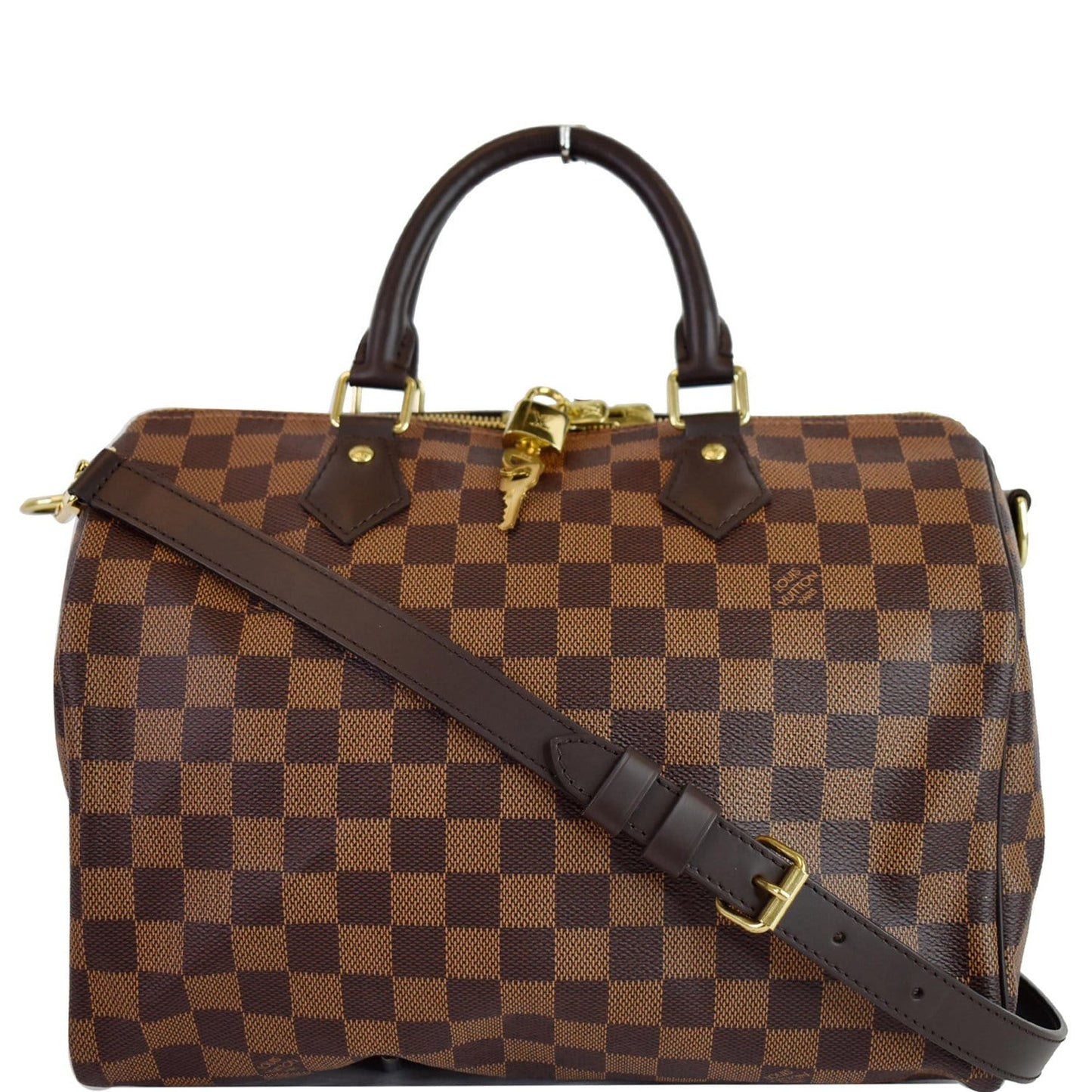 Louis Speedy Bandouliere Damier Ebene Shoulder Bag Brown