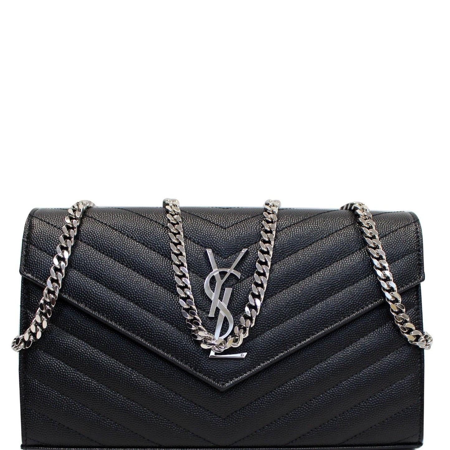 YSL Saint Laurent Saint Envelope Crossbody Wallet Leather Black Crossbody Bag