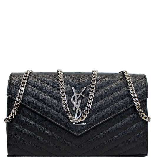 YSL Saint Laurent Saint Envelope Crossbody Wallet Leather Black Crossbody Bag