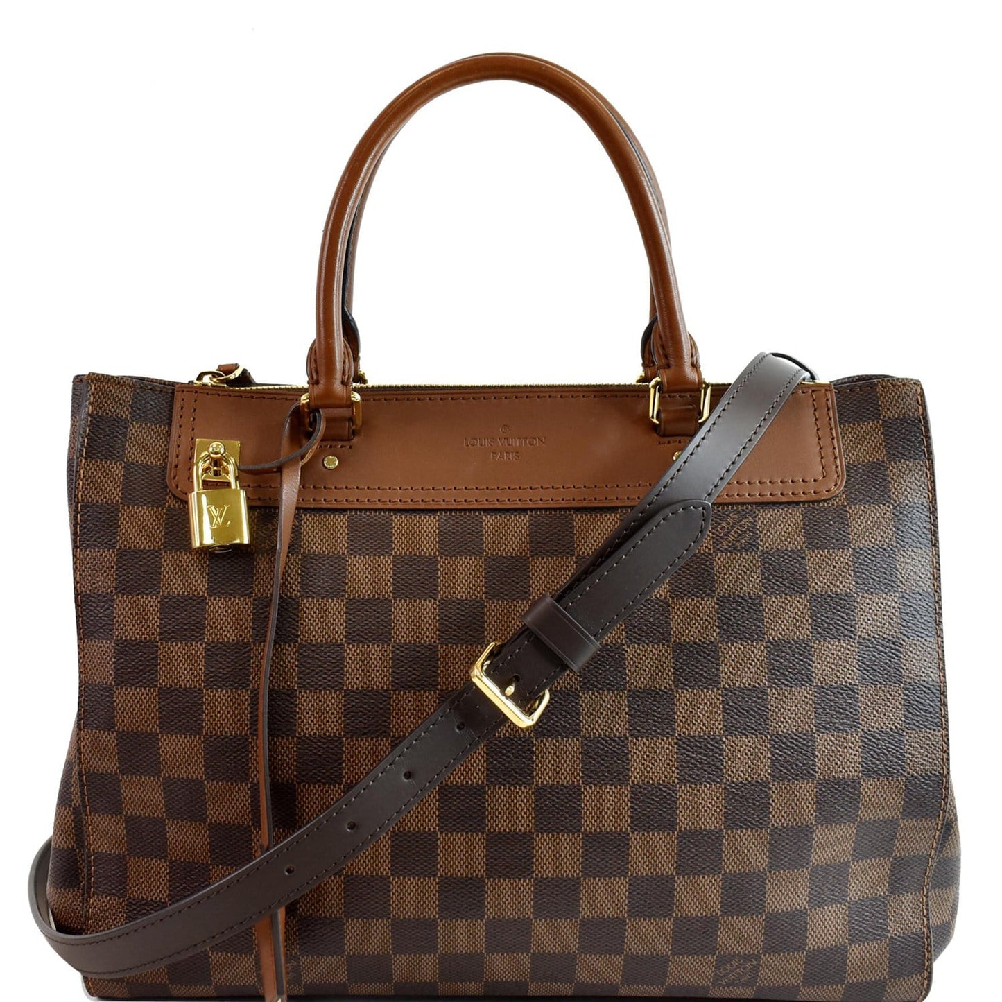 Louis Greenwich Damier Ebene Shoulder Bag Brown